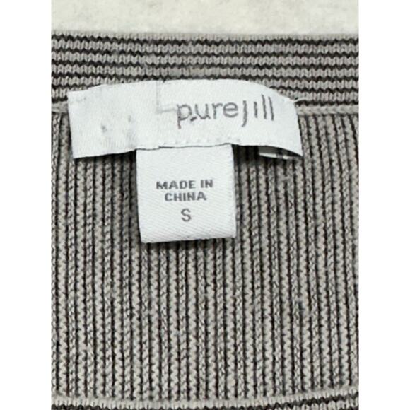 J. Jill Pure Jill Blouse Womens Small Tie Front Knit Top Long‎ Sleeves Gray - Picture 2 of 8